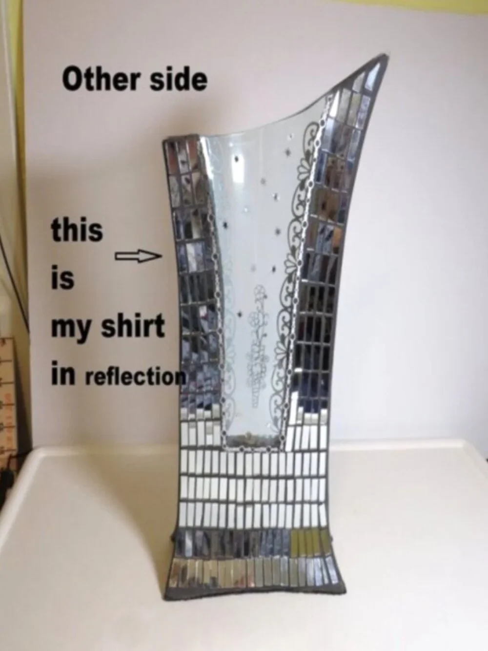 Modern Mosaic Mirrored A-Frame Vase Sculptural Art Statement Piece 16